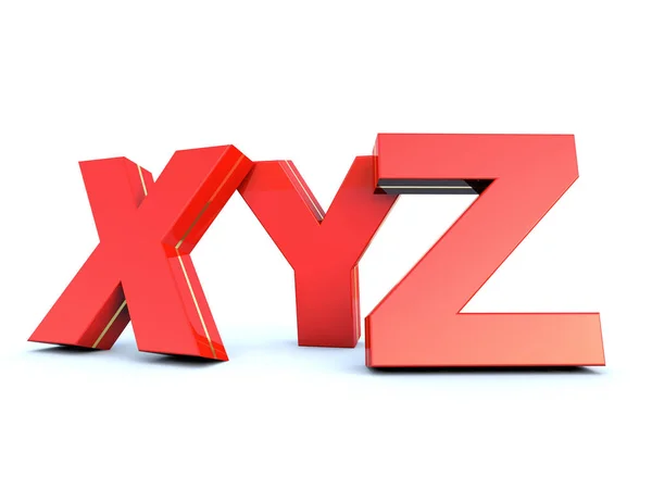 Xyz glänzende rote Buchstaben — Stockfoto