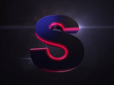 S harfi siyah kırmızı ışık anahat simgesiyle kalıptan çekilmiş