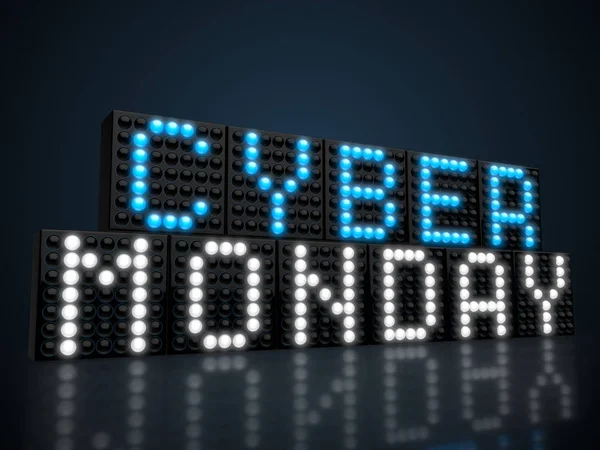 Cyber maandag blauw Led-display — Stockfoto