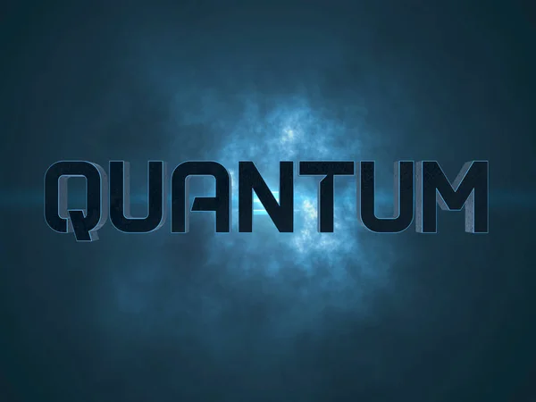 Quantum Ordet Text Mörk Bakgrund Med Moln — Stockfoto