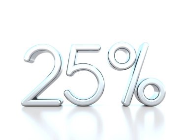 Metalik sembolü beyaz arka plan üzerinde kapalı yüzde 25'i