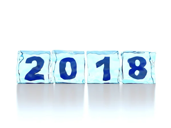 New Year 2018 Bevroren Ijsblokjes — Stockfoto