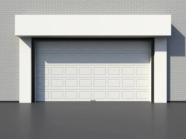 Modern garage door on brick wall