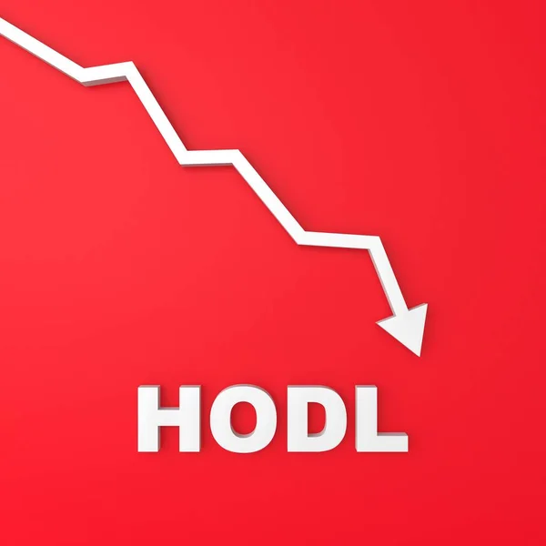 Hodl Palabra Bitcoin Datos Mercado Comercio Gráfico Fondo Rojo Concepto —  Fotos de Stock