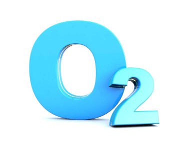 O2 - beyaz arka plan mavi oksijen molekülü sembolü