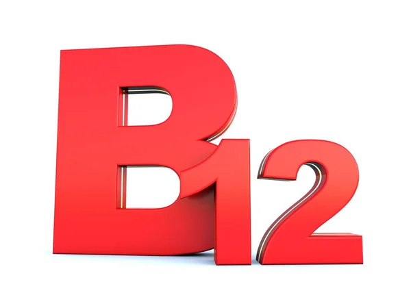 B12 维生素红色符号在白色背景上 — 图库照片