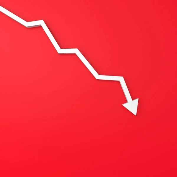 Ekonomiskt Fallande Diagram Röd Bakgrund — Stockfoto