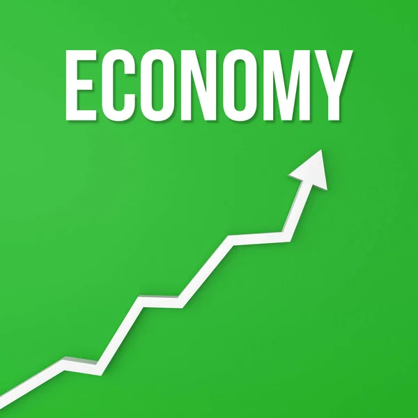 Economy Text Green Background Financial Growing Chart — Stock Photo, Image