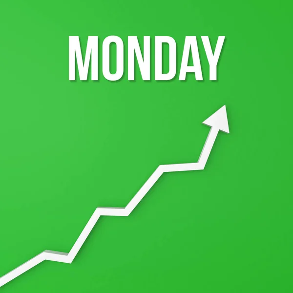 Maandag Tekst Groene Achtergrond Financiële Grafiek Maandag Groen — Stockfoto