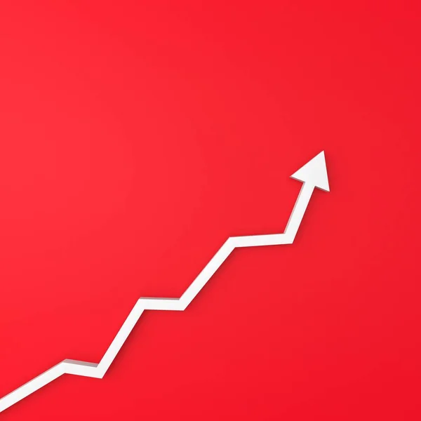 Financially ascending graph on red background