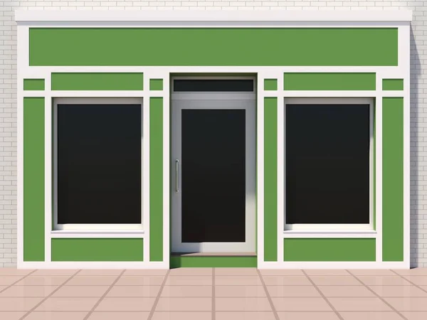 Kleine Grüne Ladenfassade Für Kleinunternehmen — Stockfoto