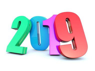 Mutlu yeni yıl 2019 renkli Takvim arka plan