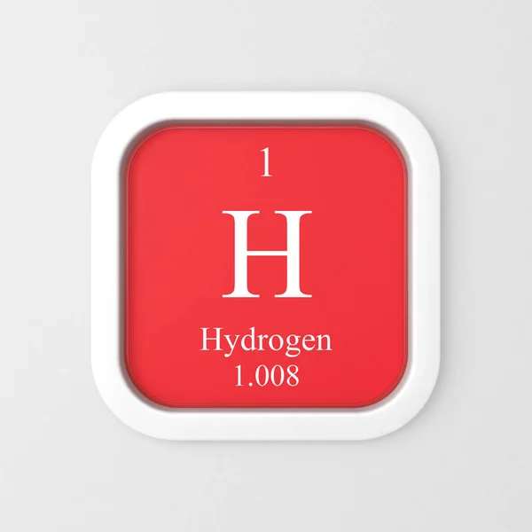红色圆角方形图标上的氢符号 — 图库照片