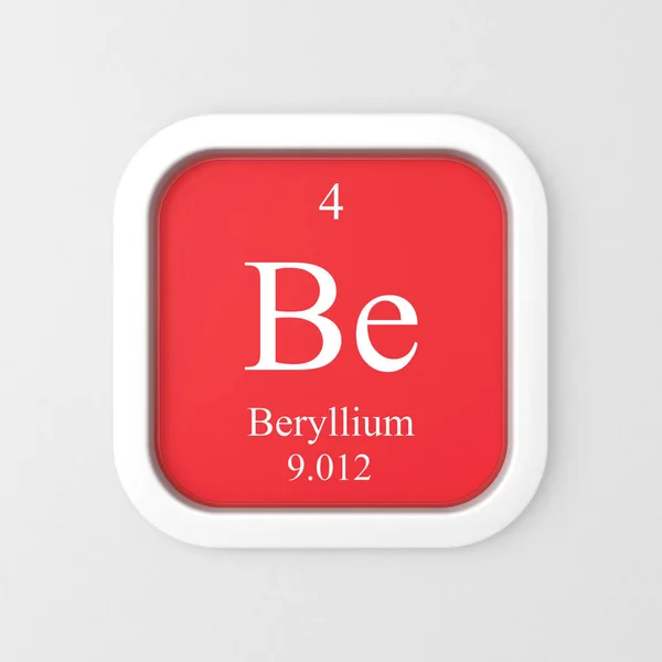 Beryllium Symbol Red Rounded Square Icon — Stock Photo, Image