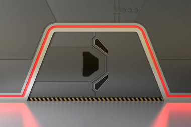 Kırmızı ışıklar ile fütüristik tasarım metal kapı