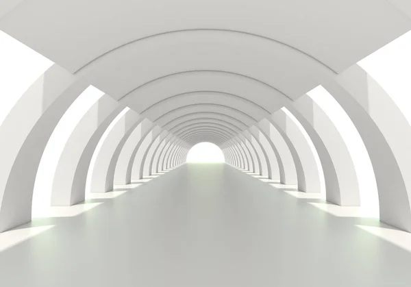 明るい白い円形の廊下やトンネル — ストック写真