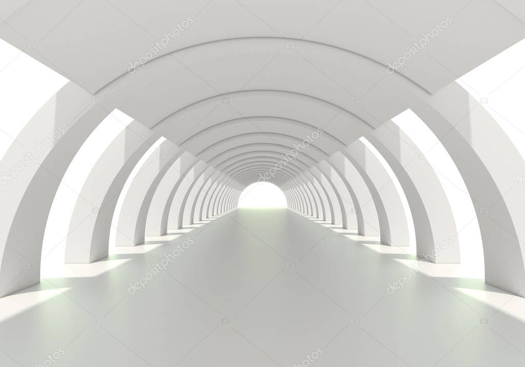 Bright white circular corridor or tunnel