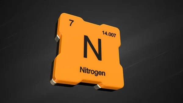 Nitrogen Element Number Periodic Table Futuristic Yellow Icon Nice Lens — Stock Photo, Image