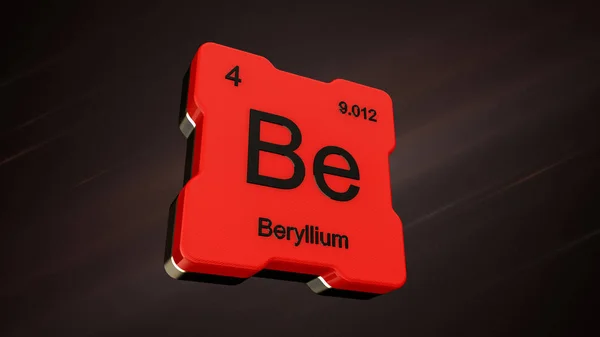 Beryllium Element Nummer Van Periodieke Tabel Aan Futuristische Rode Pictogram — Stockfoto