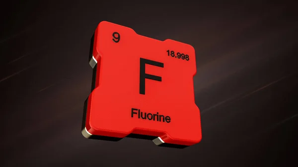 Fluor Element Nummer Van Periodieke Tabel Aan Futuristische Rode Pictogram — Stockfoto