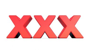 Beyaz arka plan üzerinde XXX kırmızı parlak metin