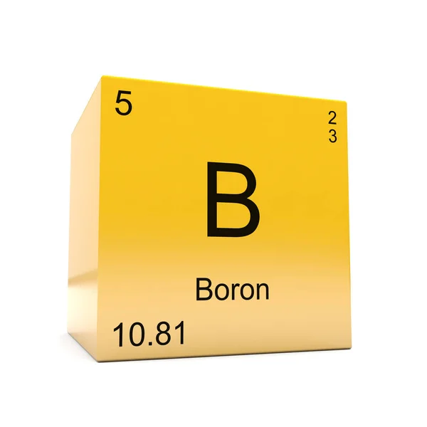 Símbolo Elemento Químico Boro Tabela Periódica Exibida Cubo Amarelo Brilhante — Fotografia de Stock