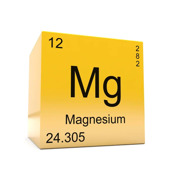 Magnesium Chemical Element Symbol Periodic Table Displayed Glossy Yellow Cube — Stock Photo, Image