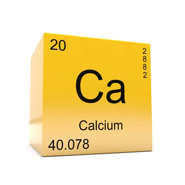 Calcium Chemical Element Symbol Periodic Table Displayed Glossy Yellow Cube — Stock Photo, Image