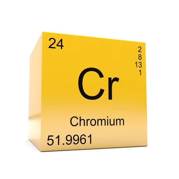 Chromium Chemical Element Symbol Periodic Table Displayed Glossy Yellow Cube — Stock Photo, Image