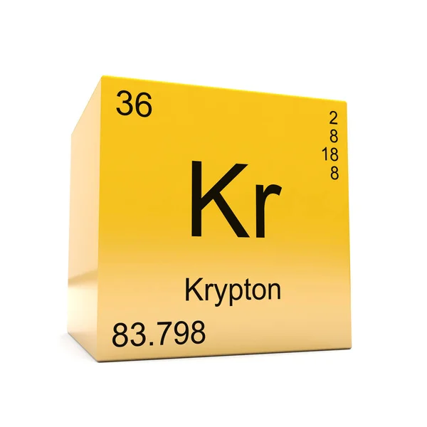 Kripton Kimyasal Element Simgesi Parlak Sarı Küp Üzerinde Görüntülenen Periyodik — Stok fotoğraf