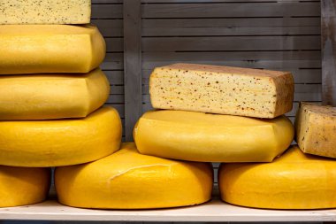 Noel pazarında, ev tarafından hazırlanmış peynir ve çedar parçaları.