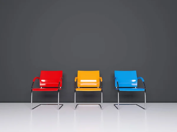 Quarto Wainting Com Cadeiras Coloridas Renderizar — Fotografia de Stock