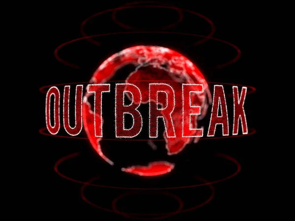 Outbreak Text Word Earth Globe Background Out Focus Depth Field — 스톡 사진