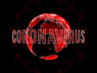 Coronavirus küresel salgını fütüristik illüstrasyon 3D