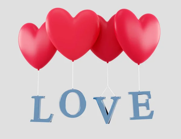 Love Air Valentines Day Card Earth Shape Baloons — Stock Photo, Image