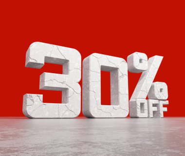 % 30 indirimli - Kırık beton harfler kırmızı zemin serisi 3D render