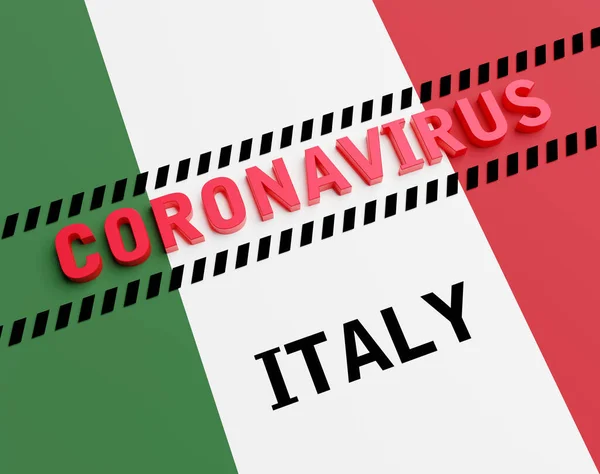 코로나 바이러스 Covid Text Italy 플래그 렌더링 — 스톡 사진