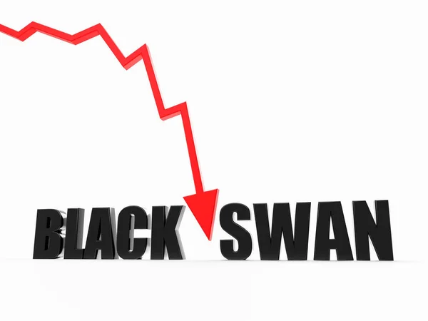 Black Swan Event Textwort Und Roter Absturzpfeil Konzeptioneller Hintergrund Renderer — Stockfoto