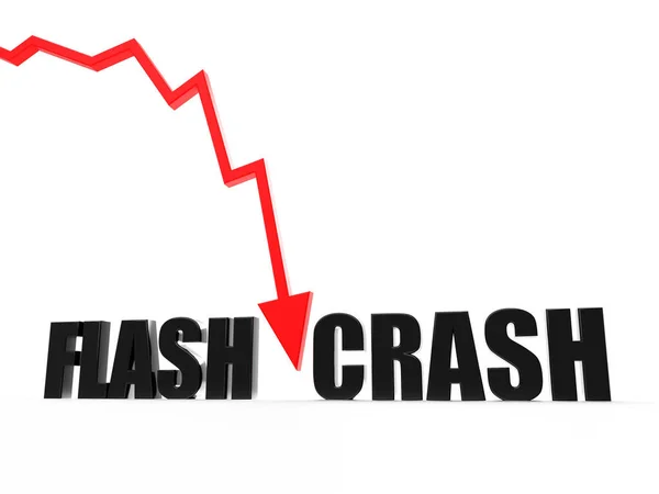 Flash Crash Text Word Red Crashing Arrow Conceptual Background Render — Stock Photo, Image