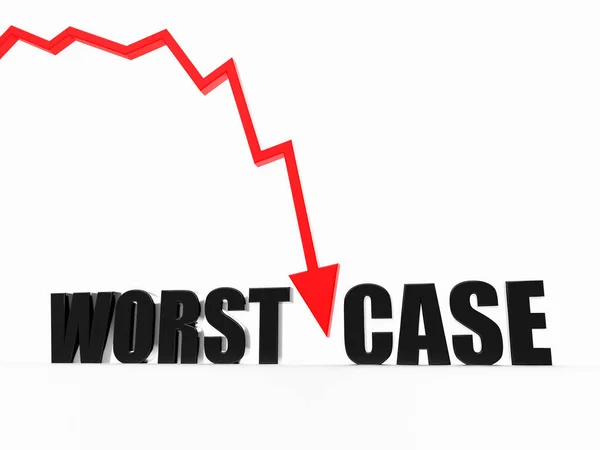 Worst Case Text Word Red Crashing Arrow Conceptual Background Render — Stock Photo, Image