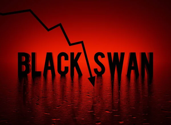 Black Swan Event Text Word Red Crashing Arrow Concept Dark — стокове фото
