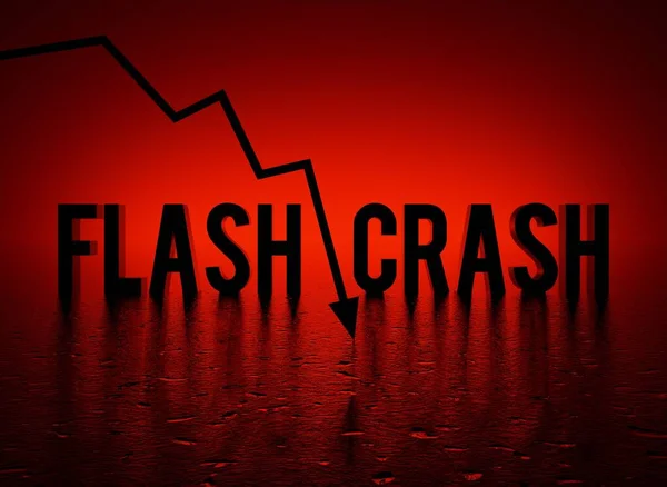 Flash Crash Text Word Red Crashing Arrow Conceptual Dark Red — Stock Photo, Image