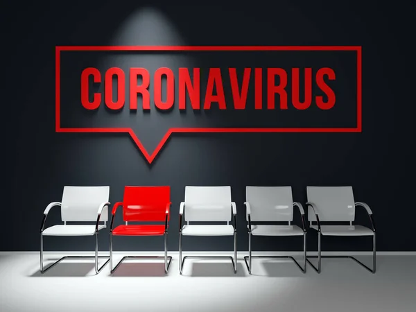 Κείμενο Ειδοποίησης Για Τον Coronavirus Στο Νοσοκομείο Coridor Render — Φωτογραφία Αρχείου