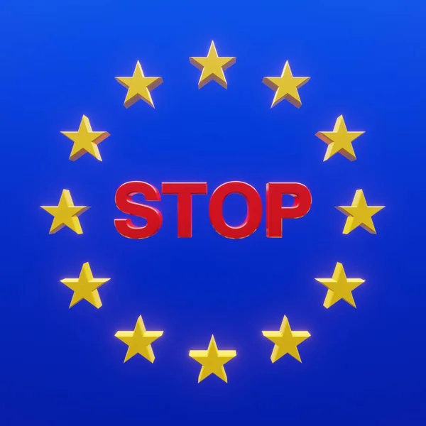 Stop European Union Closing Borders Render — Stock Photo, Image