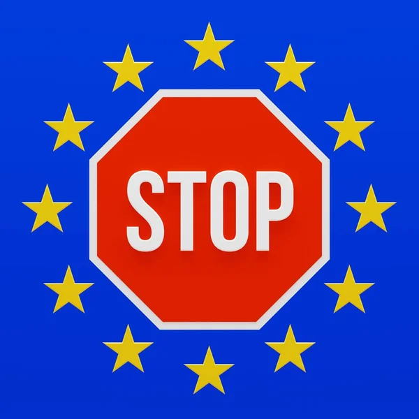 Stop European Union Closing Borders Render — Stock Photo, Image