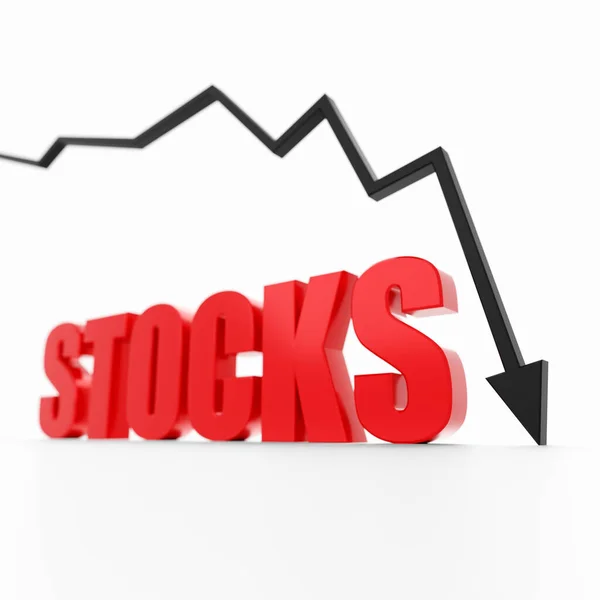 Stocks Crash Flash Crash Black Arrow Economy Crash Render Focus — Stock Photo, Image