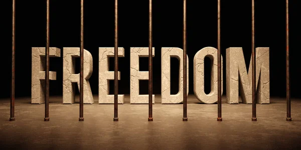 Mensaje Texto Libertad Tras Las Rejas Cárcel Render —  Fotos de Stock
