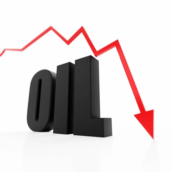 概念的なビジネスイメージへの石油価格の下落3Dレンダリング — ストック写真