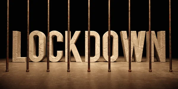 Lockdown Text Word Message Bars Prison Render — Stock Photo, Image