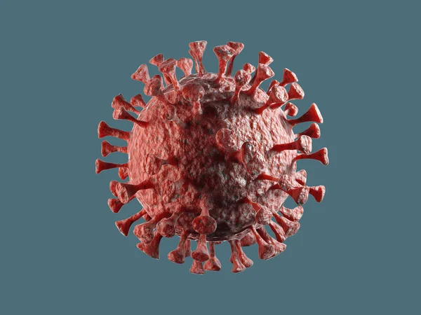 Virus cell on white dark blue background 3D render